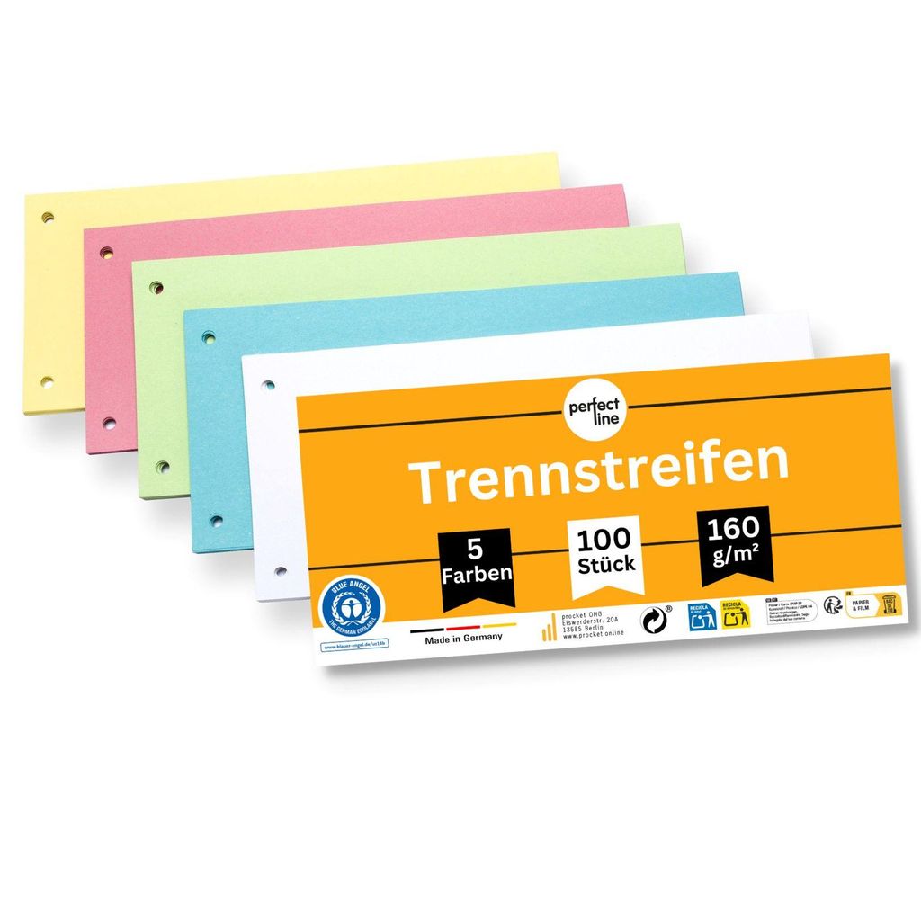 perfect line 100 Papier-Trennstreifen bunt 160g Produktbild 
