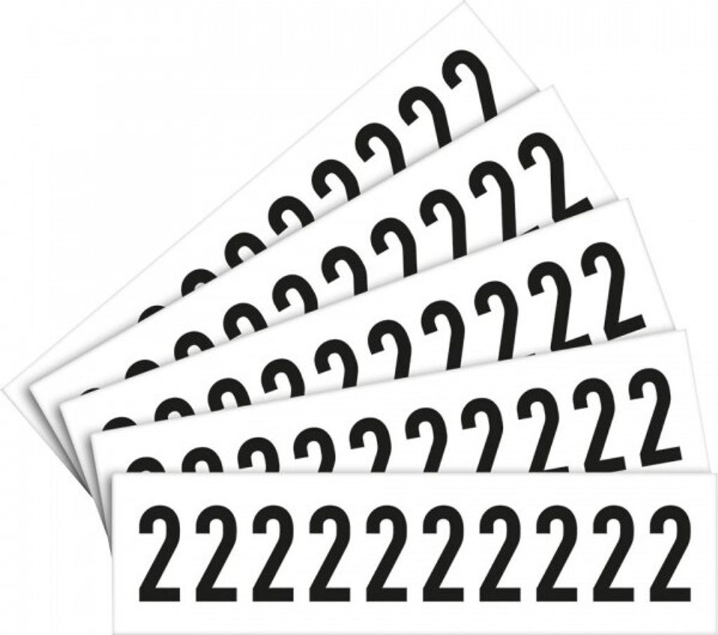 Dreifke Aufkleber I Ziffer 2, weiß/schwarz, Folie, Schrifthöhe: 60mm, 78x35,...
