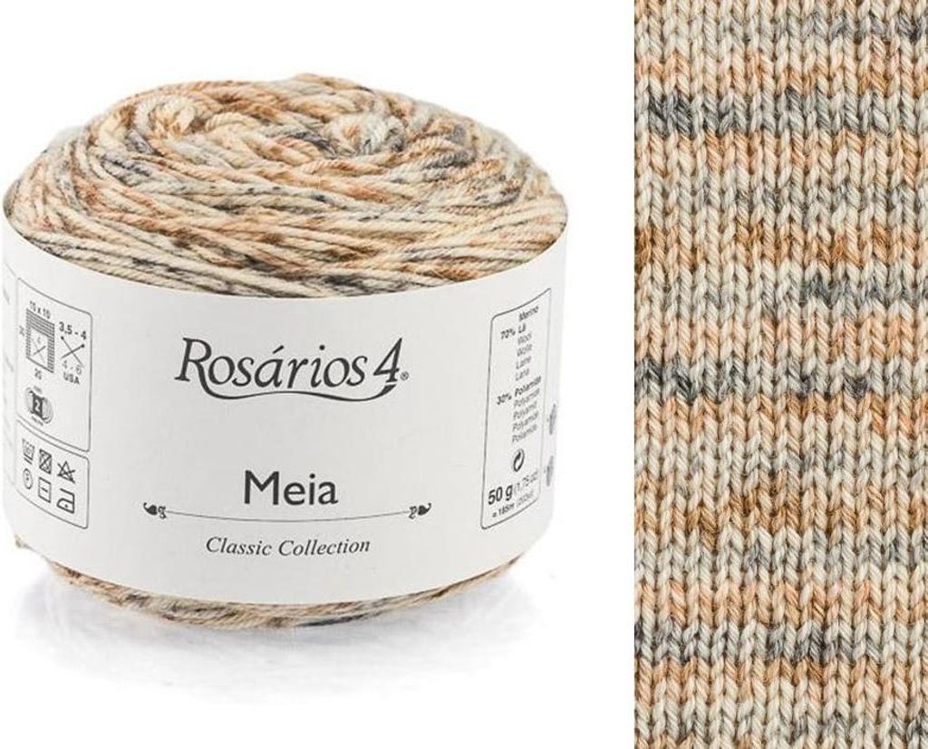 Rosarios 4 Meia Print 101: Weiche, strapazierfähige Sockenwolle aus Merino-Mix, 50g/185m