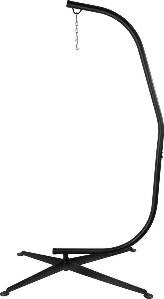 Metall-Hängesessel mit Hängematte C-Ständer – Egg Chair – Schaukelgestell – 150 kg Belastbarkeit – Schaukelständer für Außen, Terrass...