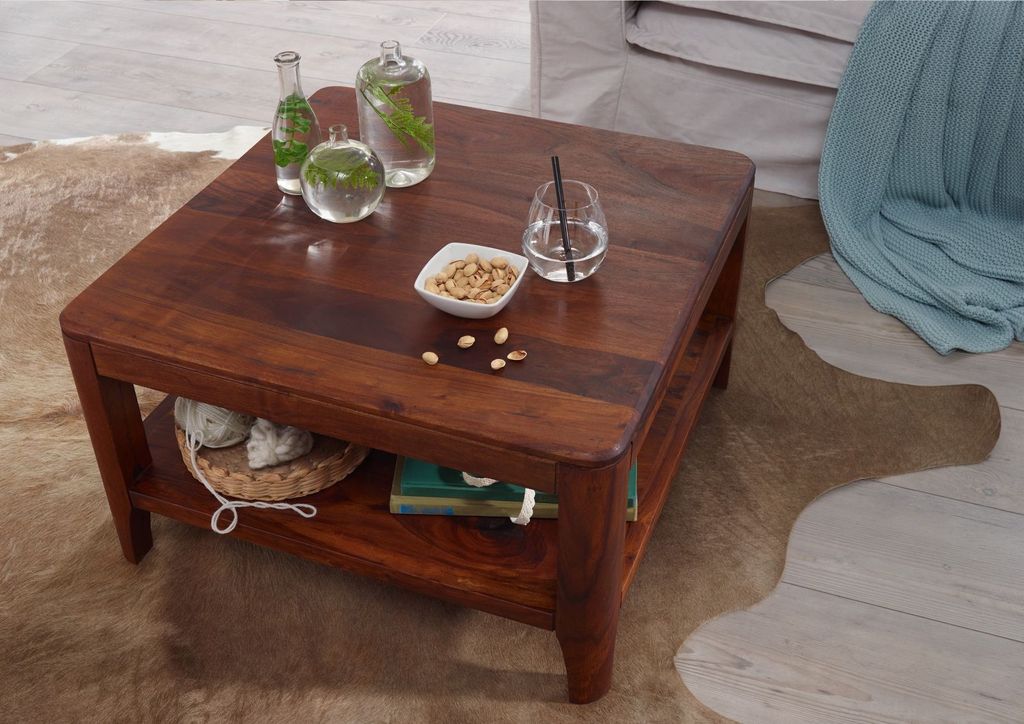 MASSIVMOEBEL24 Couchtisch Sheesham70x70x40 walnuss geölt Produktbild 