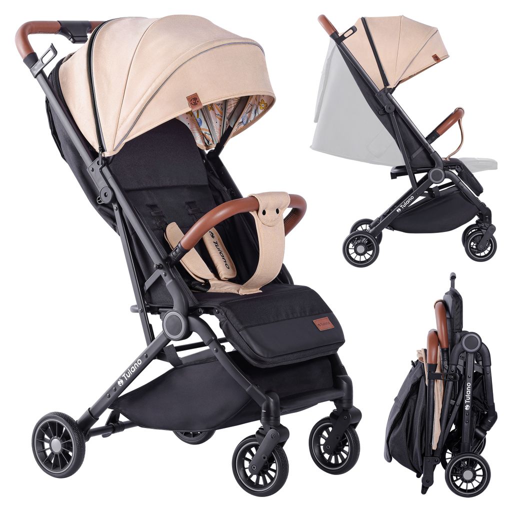 TULANO Milan 35 Kinderwagen Kindersportwagen | Verstellbare Rückenlehne 5-Punkt-Sicherheitsgurt | 0-4 Jahre | Beige