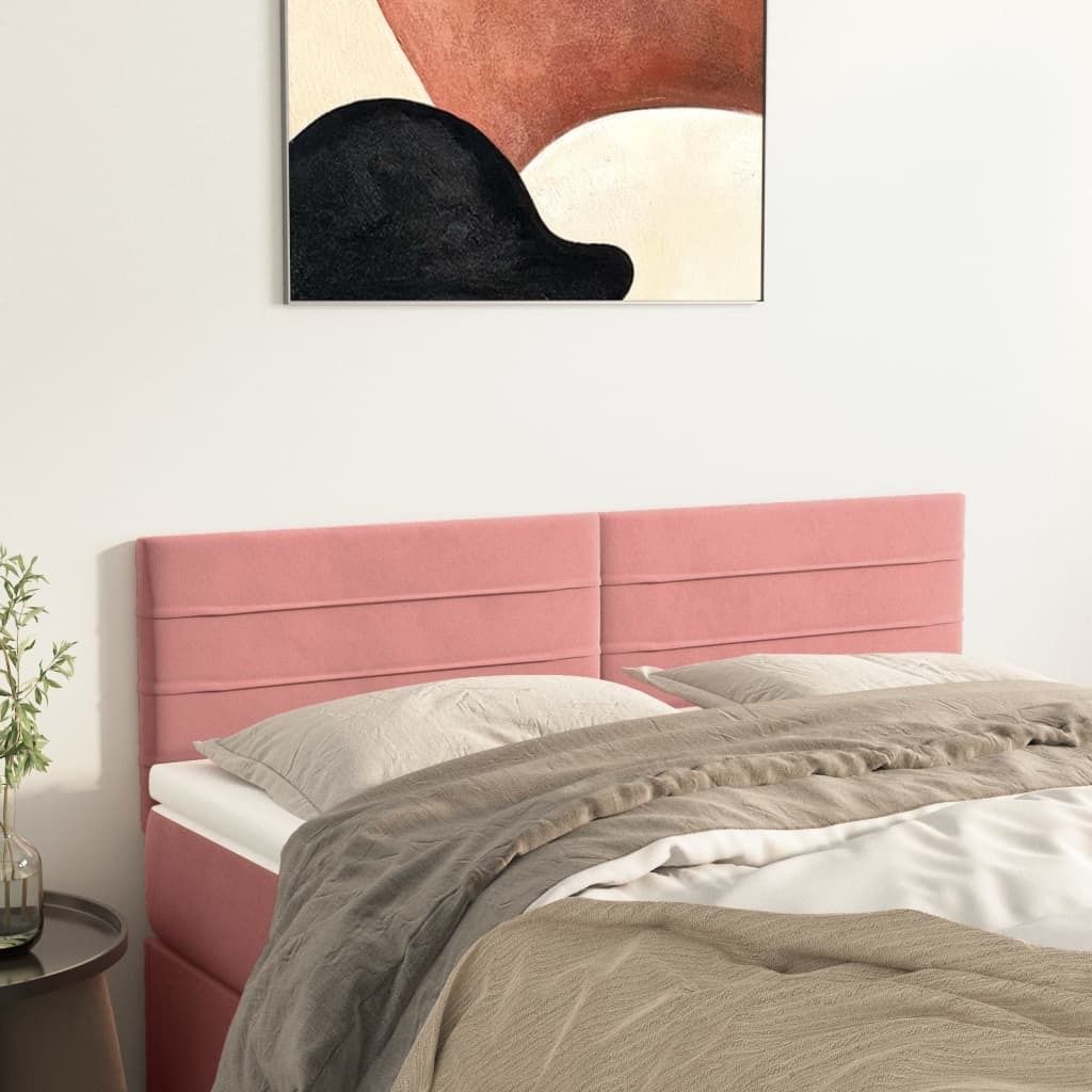 The Living Store Kopfteile 2 Stk. Rosa 72x5x78/88 cm Samt