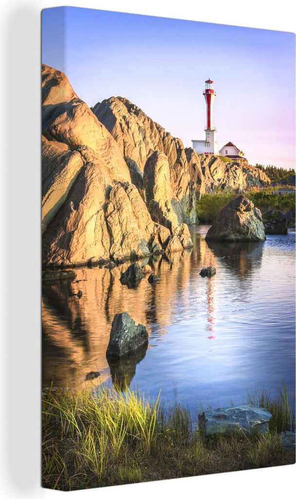 OneMillionCanvasses - Leinwandbilder - 90x140 cm, Leuchtturm mit Blick auf das Meer in der Fundy Bay, Wandbilder Kunstdruck Wanddekoration - Foto...