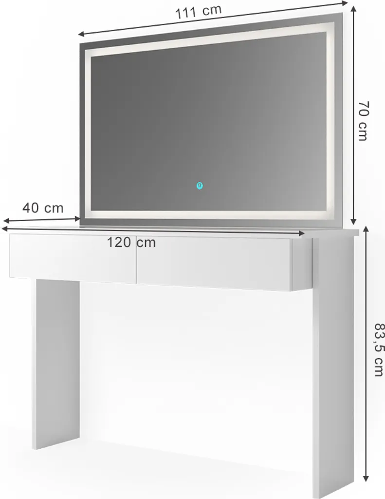 Coiffeuse blanche miroir LED intégrée, fini le manque de lumière