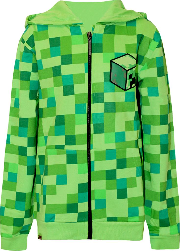 Chlapčenská bunda s kapucňou Minecraft Creeper Character Obrázok produktu 1