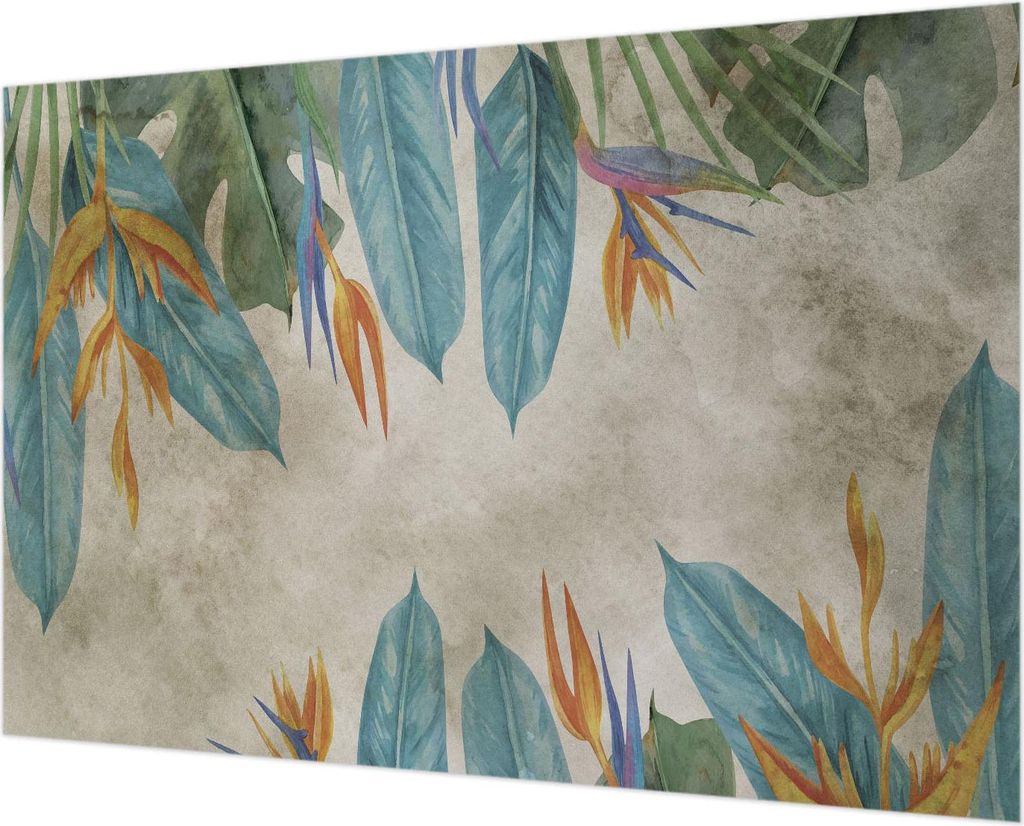 Wandtapete - Dekorative Tapete für Wohnzimmer - Tapetenfolie für Wanddekoration - 152x104 cm - Tropische Blumen