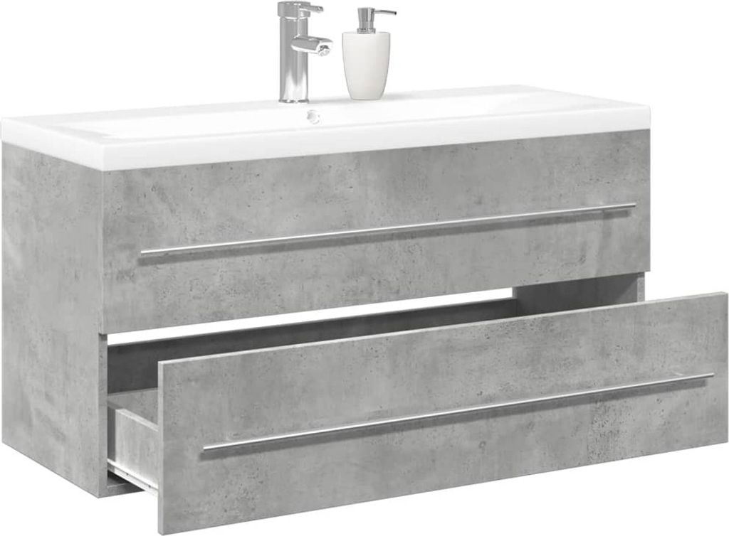 "im Angebot" 2-tlg. Badmöbel-Set Betongrau Holzwerkstoff - Badezimmer CC11833