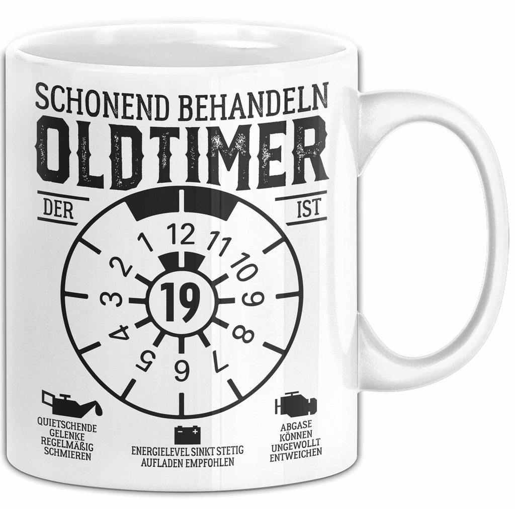 19. Geburtstag Tasse Geschenk Schonend Behandeln Oldtimer Der Ist 19 Geschenkidee Kaffee-Becher (Weiß)