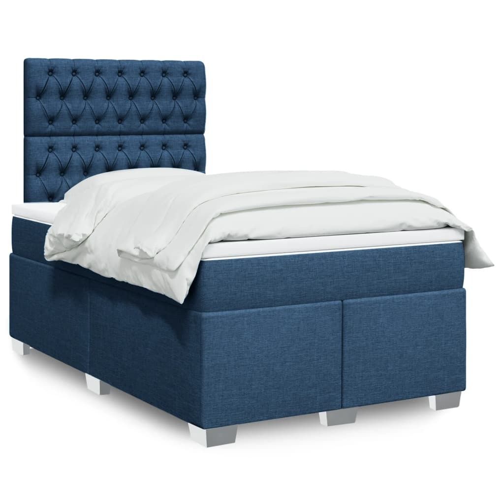 Langlebige Boxspringbett mit Matratze Blau 120x200 cm Stoff Gästebett mit Lattenrost Möbel7230032