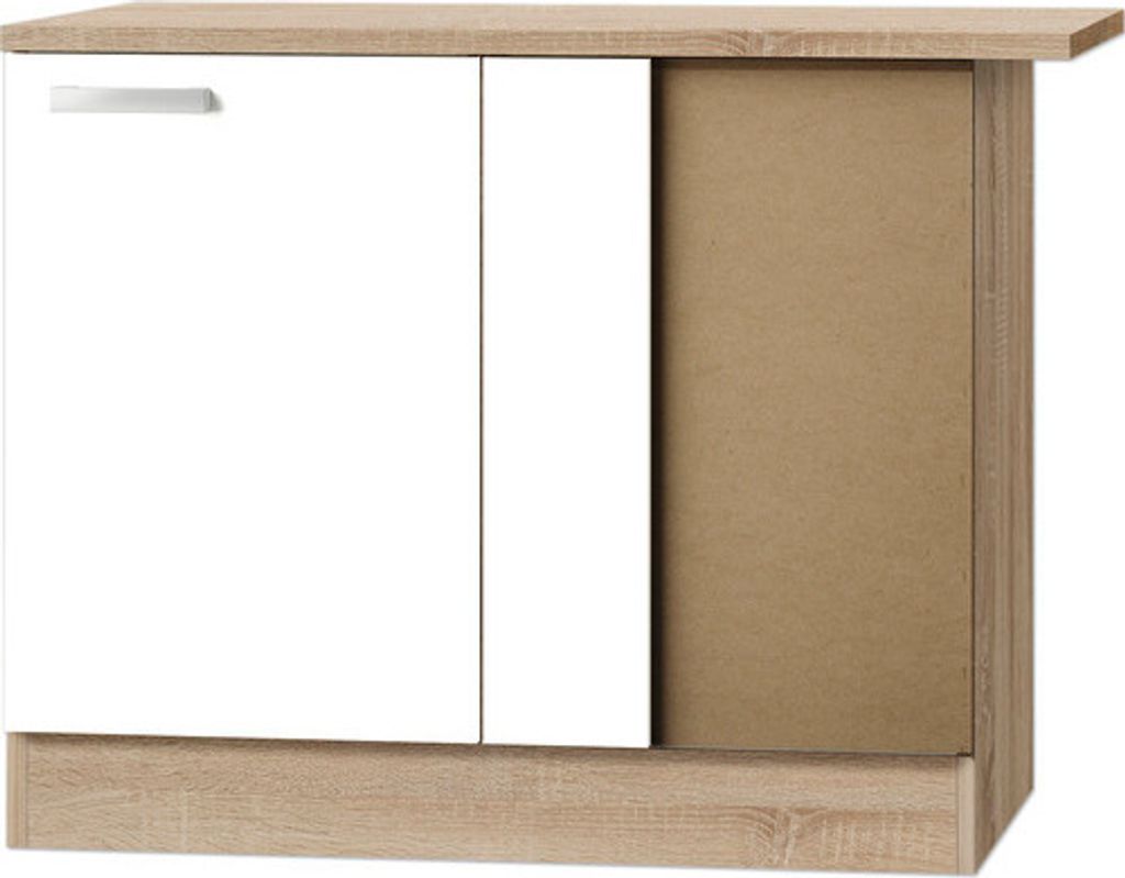 Optifit Eckunterschrank Zamora214 BxTxH 100 x 60 x 84,8 cm weiß matt zerlegt Anschlag reversibel KUZM UEL106-9+