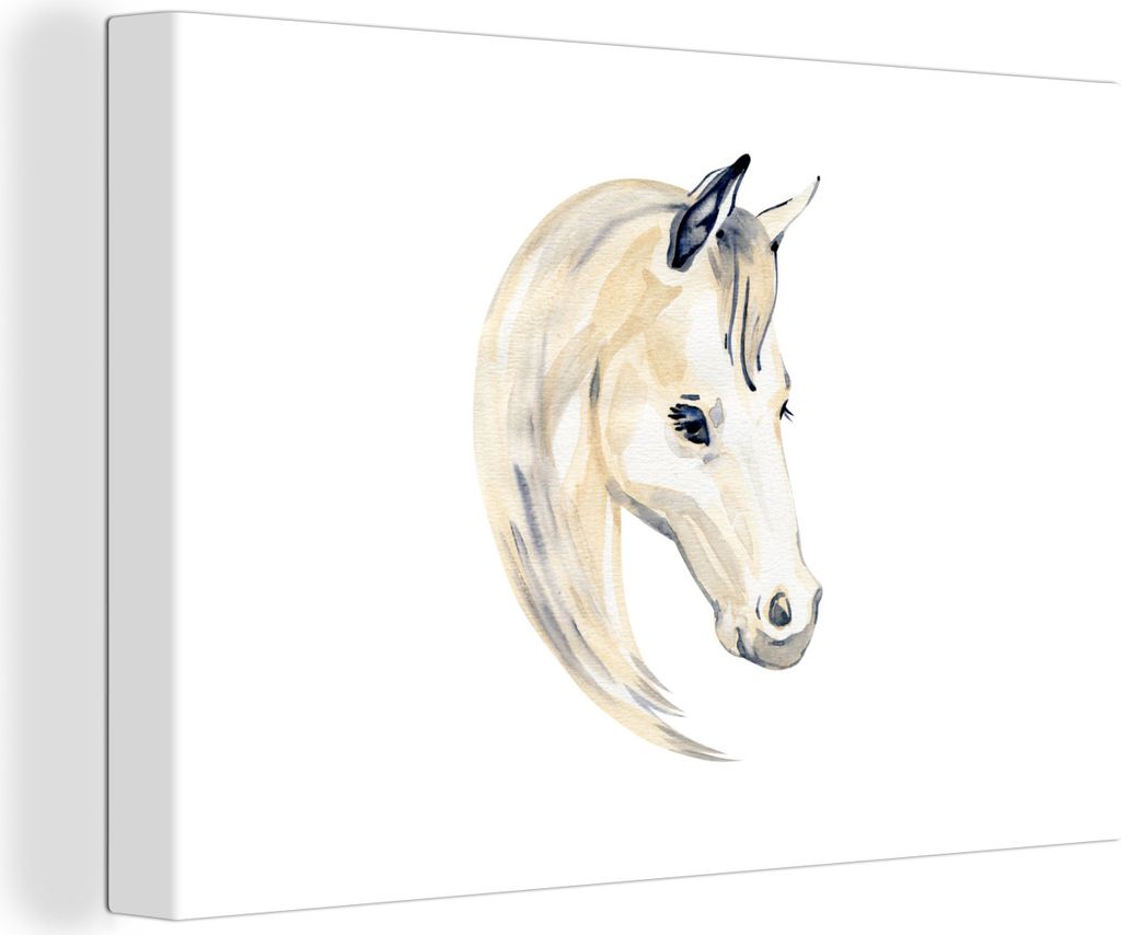 OneMillionCanvasses - Leinwandbilder - 150x100 cm, Pferd - Aquarell - Weiß - Mädchen - Kinder - Mädchen, Wandbilder Kunstdruck Wanddekoration