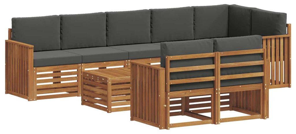 vidaXL Sofagarnituren 9 pcs Natur und Anthrazit Massivholz Akazie