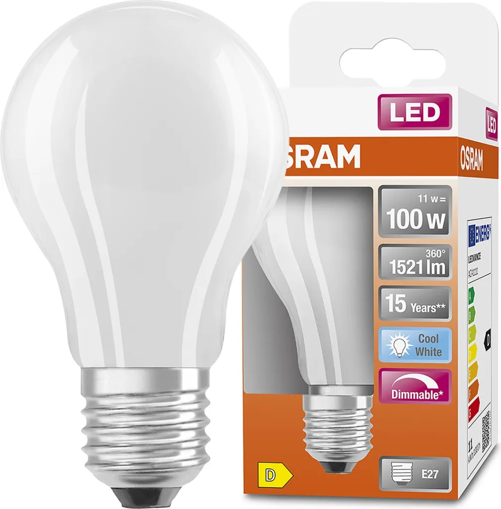Ampoule LED Filament OSRAM E27 12W (100W) Blanc Froid 4000K Réglable Mat - 6