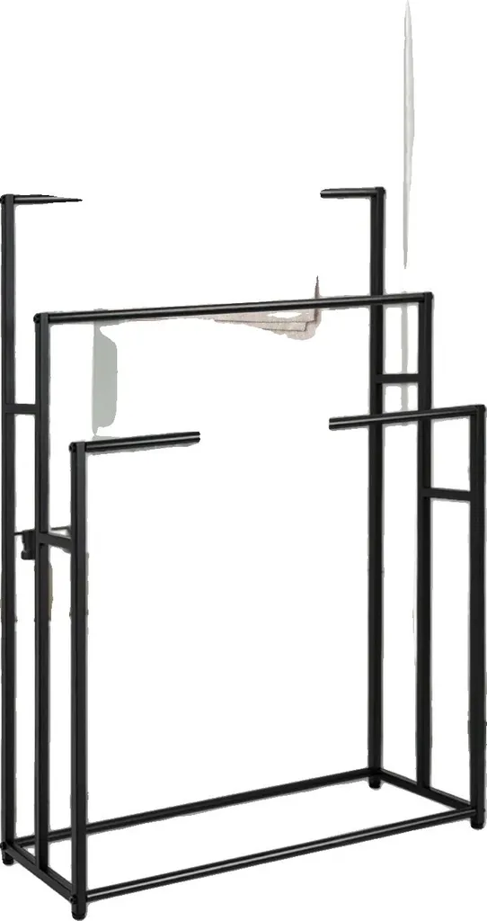 Portasciugamani a 3 livelli in alluminio a parete con ganci 50 cm nero