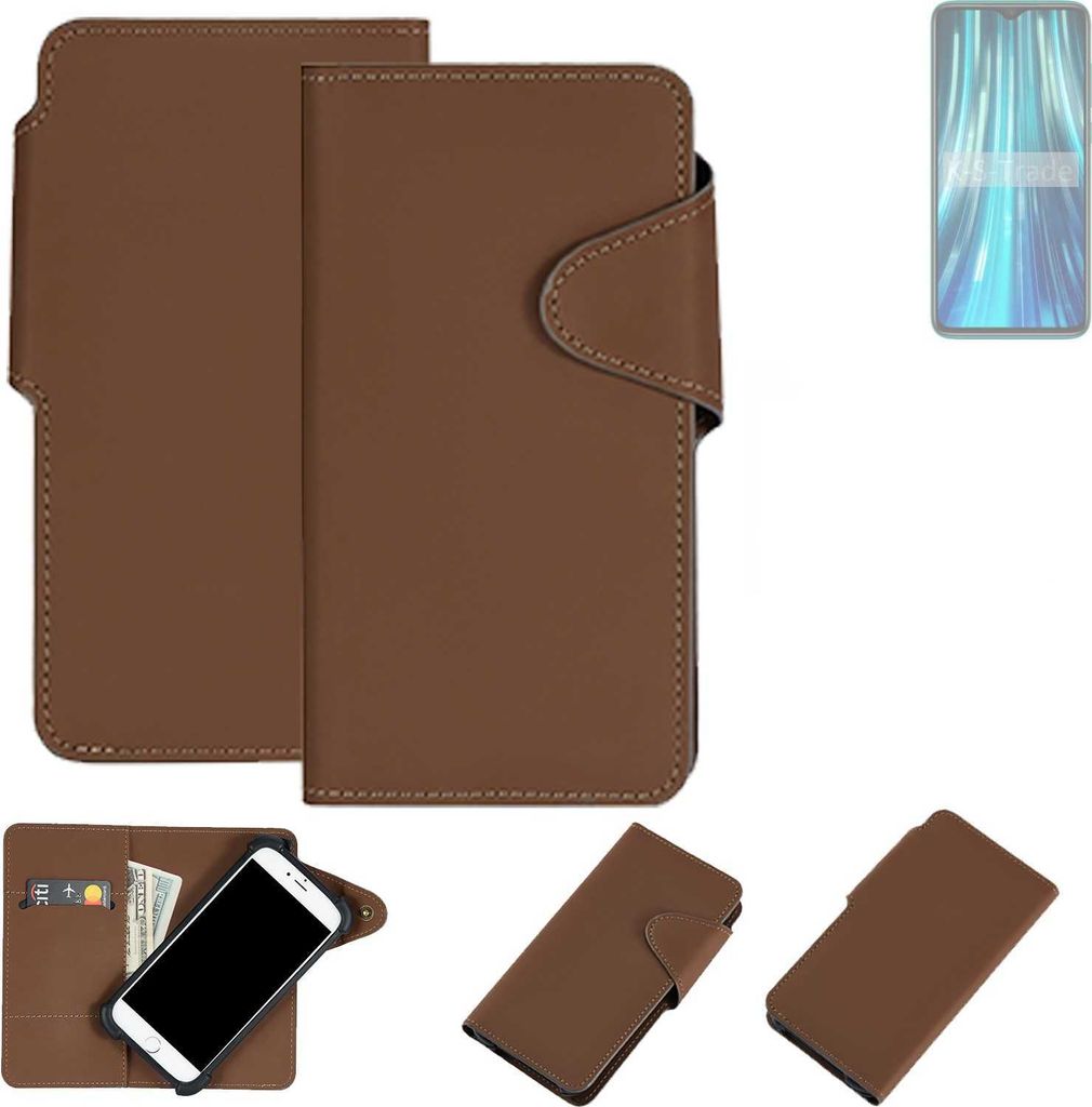 K-S-Trade Schutzhülle Klapphülle Kunstleder für Xiaomi Redmi Note 8 Pro braun Handy Hülle Wallet Case