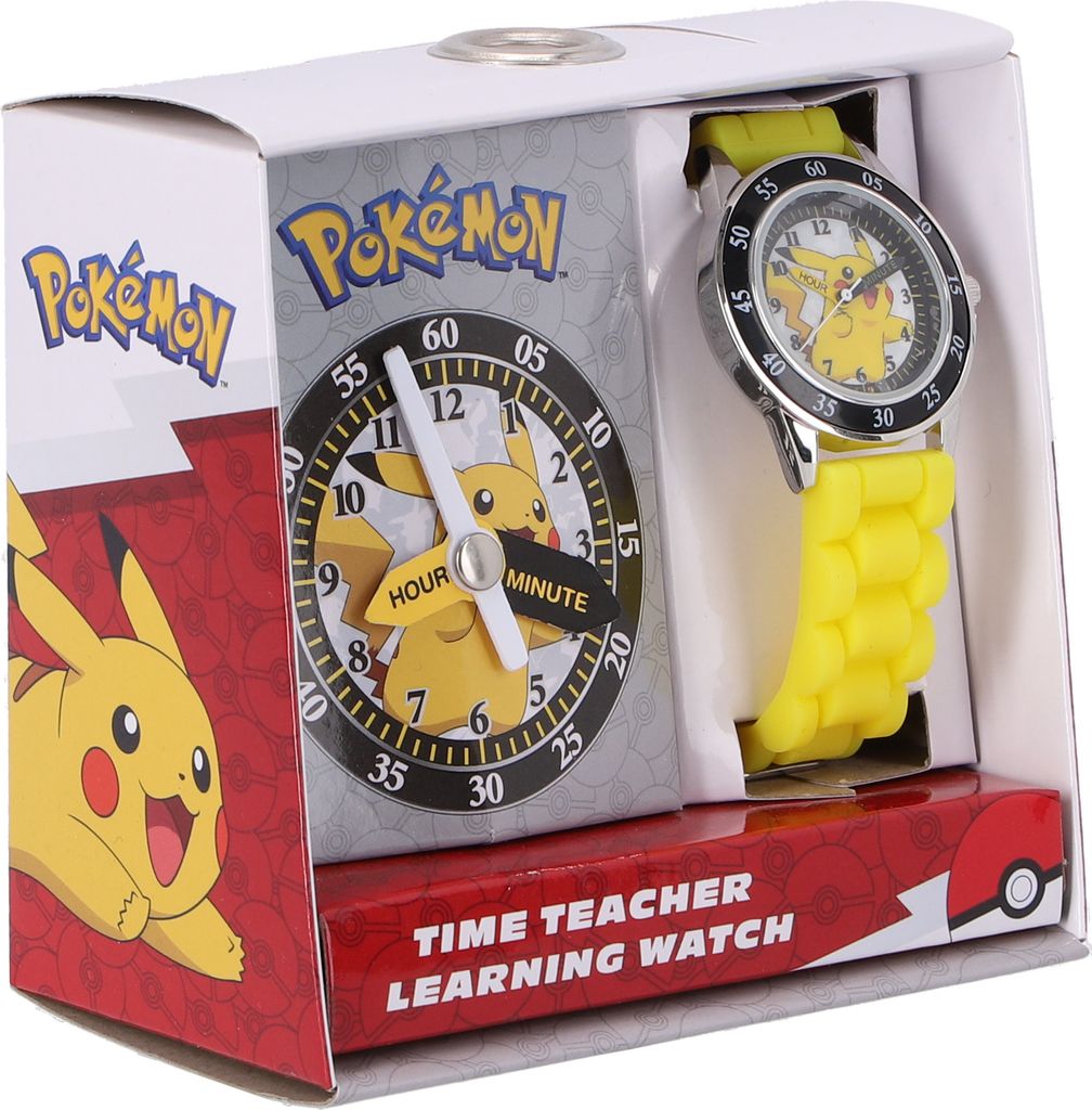 Analoge Lernuhr im Pokémon Design – coole Armbanduhr für Kinder mit beschrifteten Stunden- und Minutenzeigern, ideal für einfaches Zeitlernen!