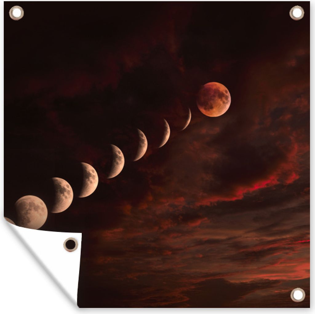 MuchoWow 100x100 cm Outdoor-Poster Gartendeko Sichtschutz Garten Poster für den Garten Mond - Wolken - Himmel