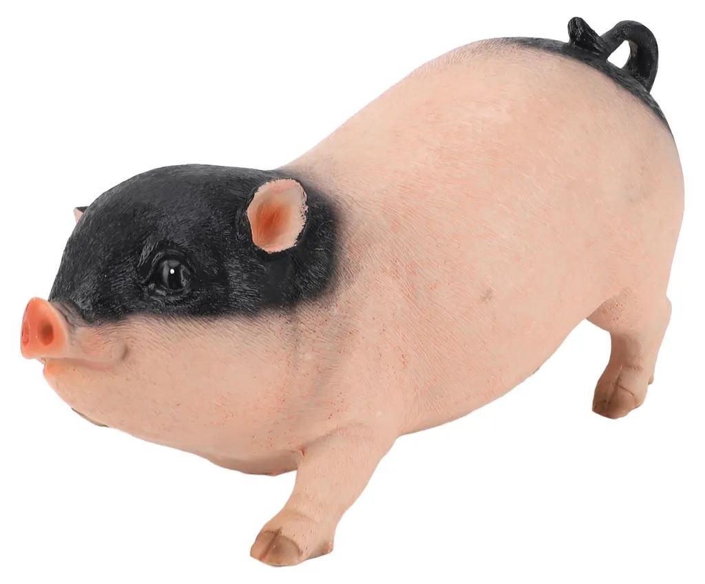 Statue cochon de jardin 26 cm résine : déco réaliste qui résiste aux intempéries