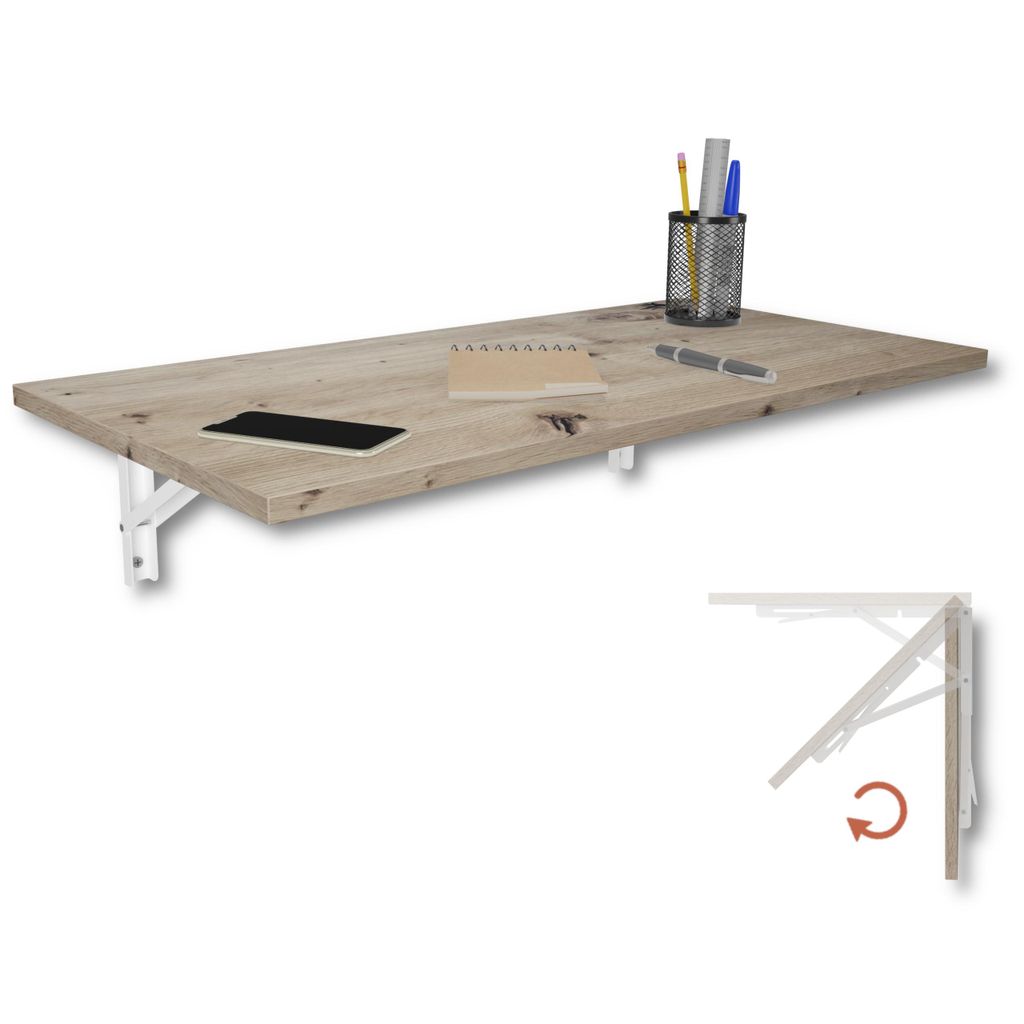 Wandklapptisch Schreibtisch Tischplatte 80x40 cm in Eiche Produktbild 