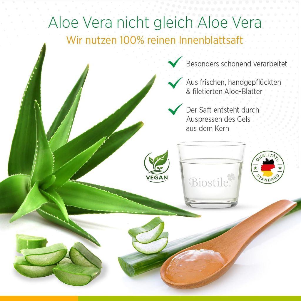 Biostile Aloe Vera  Natrliches Aloe Vera Elixier mit