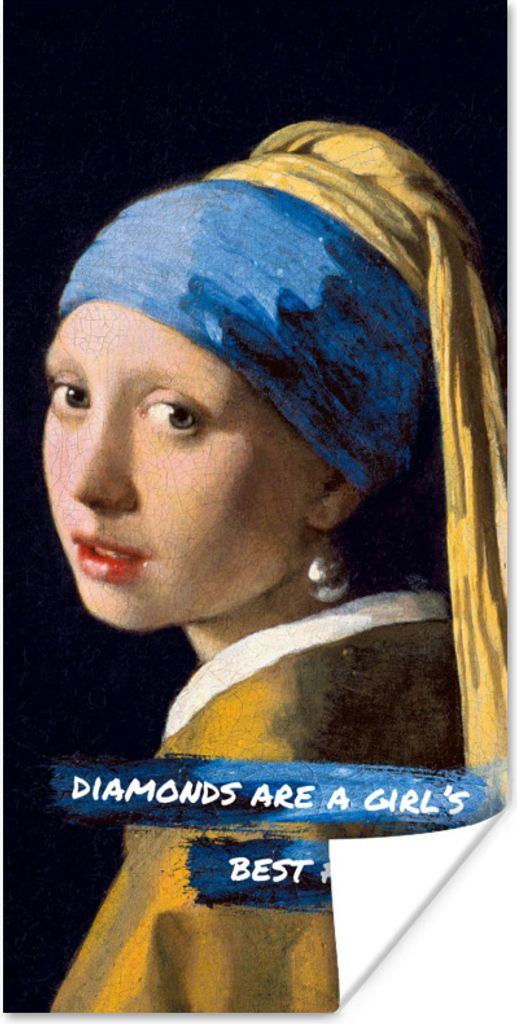 MuchoWow Poster Girl with a Pearl Earring - Zitat - Schmuck 20x40 cm - Plakat - Foto