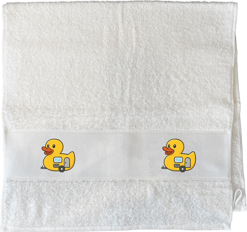 Huuraa Handtuch Quietscheente Camper Gummiente Wohnwagen 50x100cm White Baumwolle Handtuch Geschenkidee