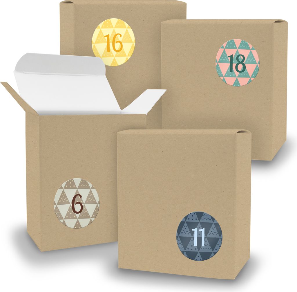Adventskalender zum Füllen 24x Quader BRAUN + Sticker V08 Z24