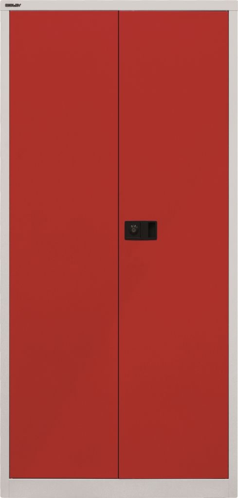 Bisley Universal Flügeltürenschrank - Farbe: Lichtgrau/Kardinalrot
