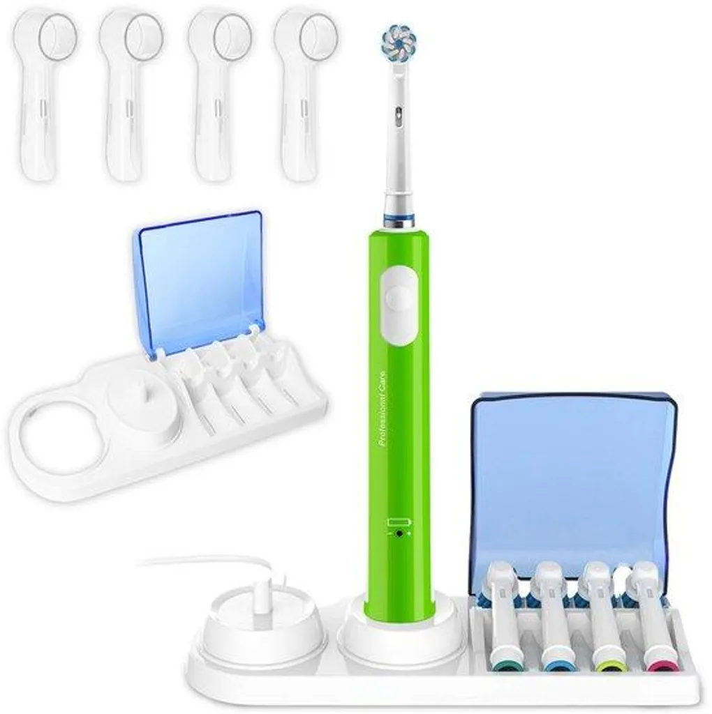 Organisateur de brosse à dents électrique blanc avec 4 porte-brossettes