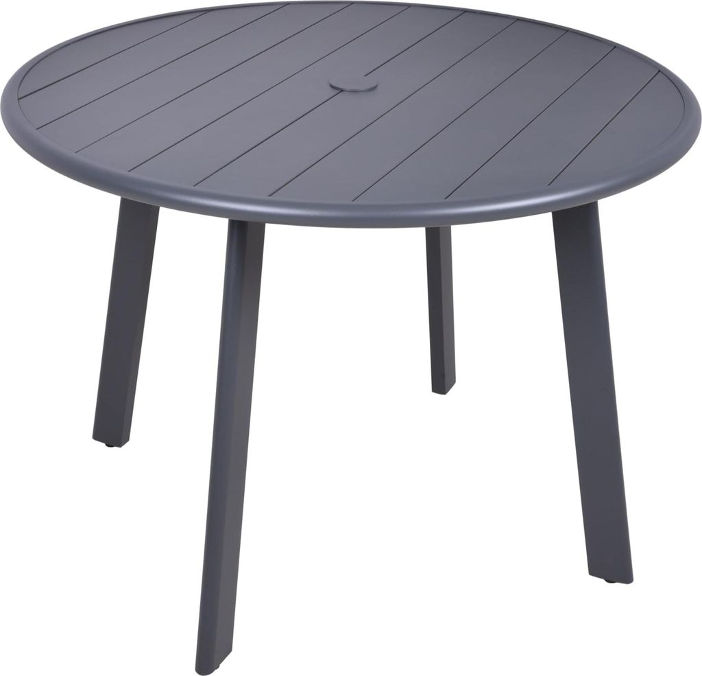 Gartentisch KEVIN - mit Schirmloch und Lochabdeckungen, Anthrazit, 101,5x101,5x72cm, Aluminium | Terrassentisch Wetterfest Outdoor Tisch