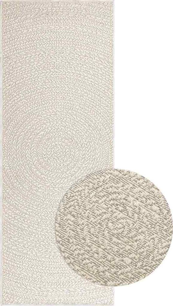 Teppich ZIZUR Creme 80x200 cm Jute-Optik Indoor und Outdoor