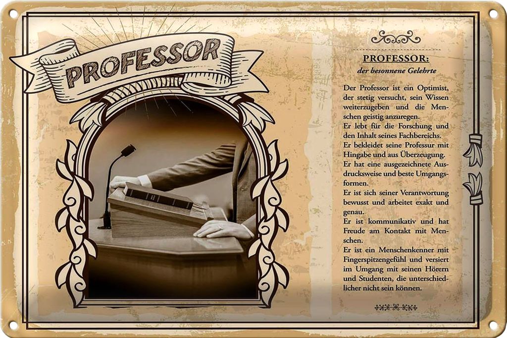 Blechschild Berufe 18x12cm Professor Optimist Wissen Mensch