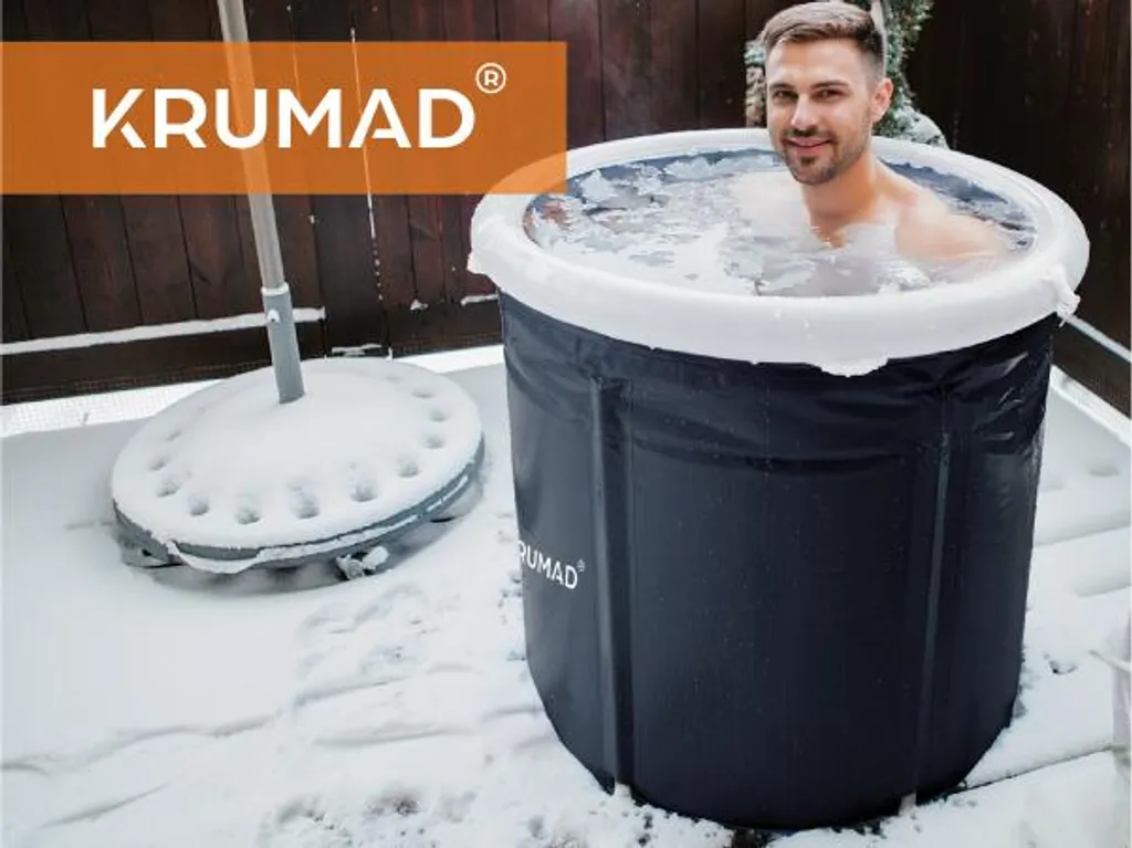 KRUMAD Bac à glace 320L pliable en PVC robuste avec couvercle et valve