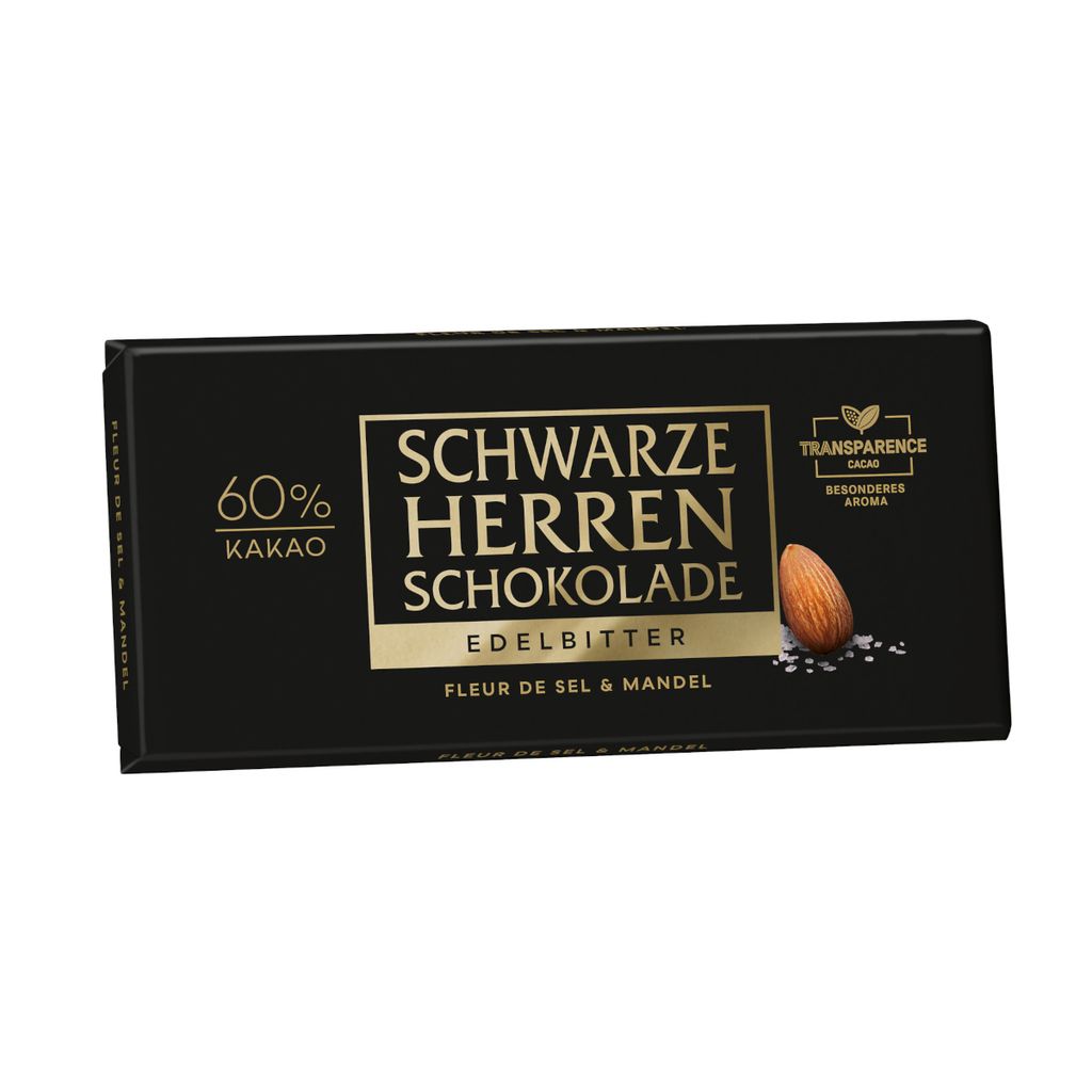 Schwarze Herren Edelbitterschokolade Fleur de Sel und Produktbild 