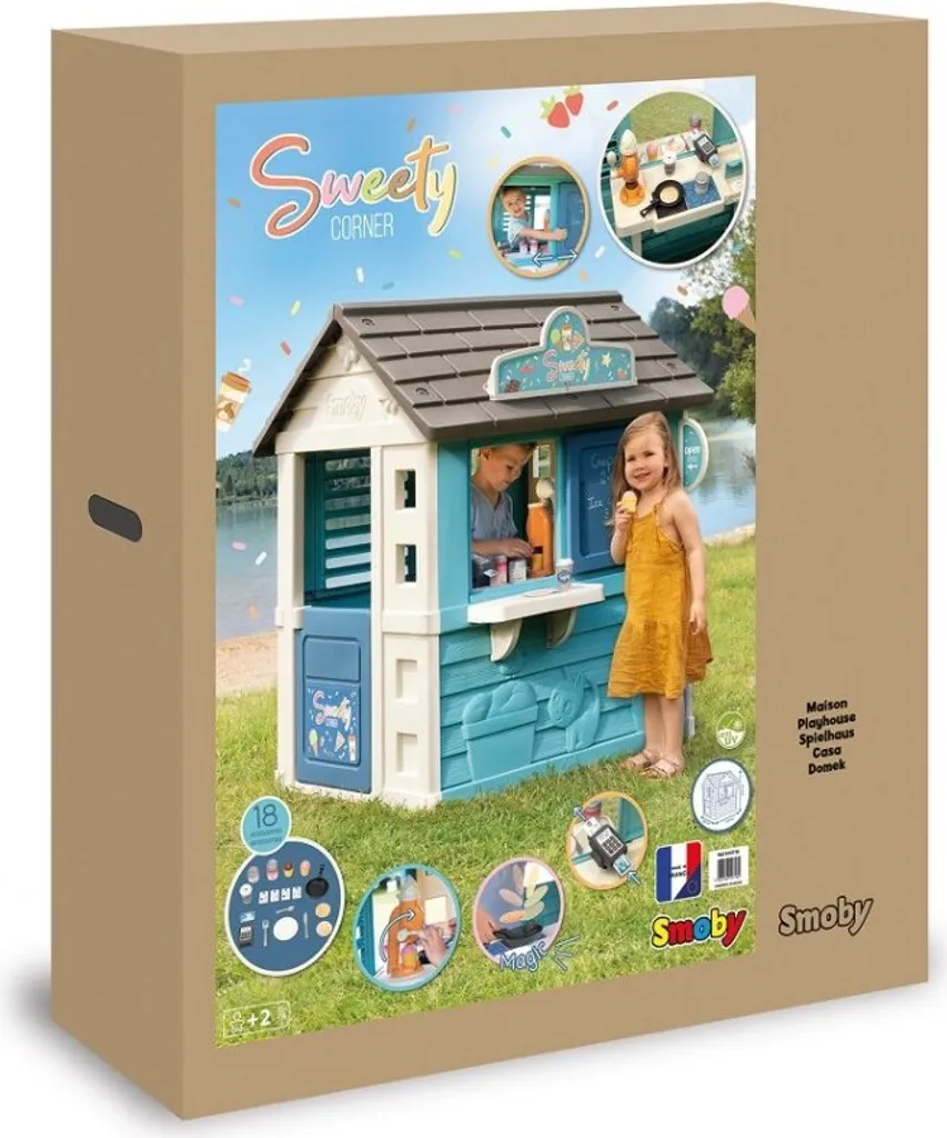 Cabane enfant Sweety Corner Smoby avec dinette et comptoir marchandise