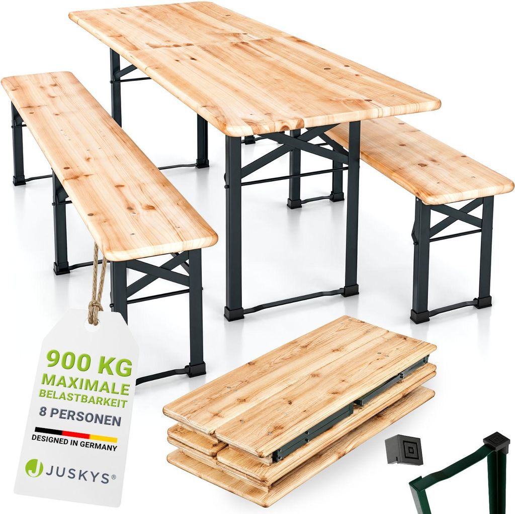 Juskys Bierzeltgarnitur 3-teilig Biertischgarnitur mittig Produktbild 