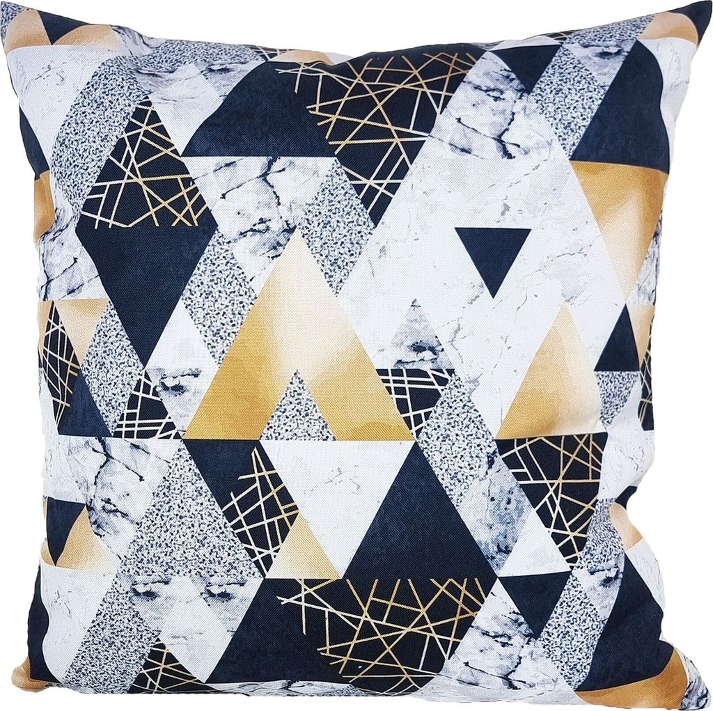 JACK 45x45cm Motiv Outdoor Lounge Kissen Dekokissen inkl. XXL-Füllung Wasserabweisend Sitzkissen Garten Stuhl Lotus Effekt, Farbe:Geometrisch Gold