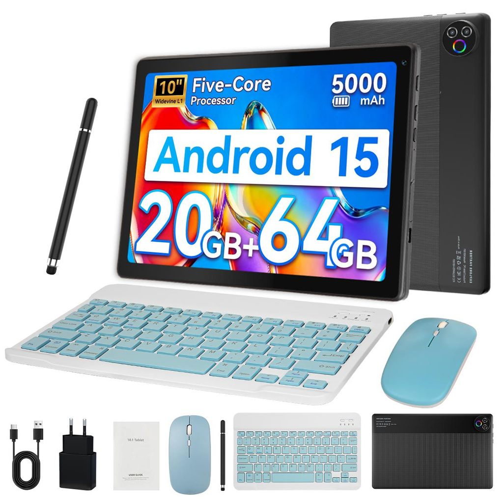 Tablet 10 Zoll Android 15, 20(3+17)GB RAM, 64 GB ROM 1 TB Produktbild 
