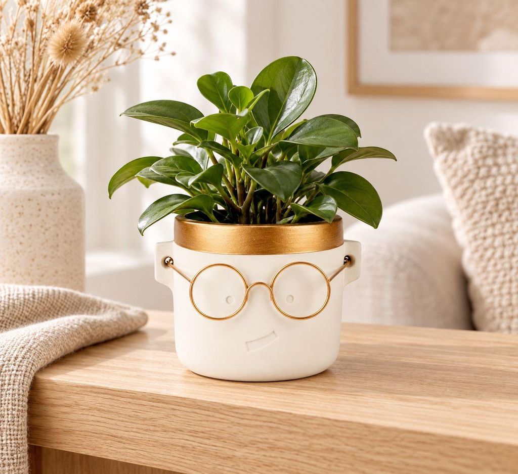 Blumentopf mit Gesicht und Brille 2 Farben 8 Größen