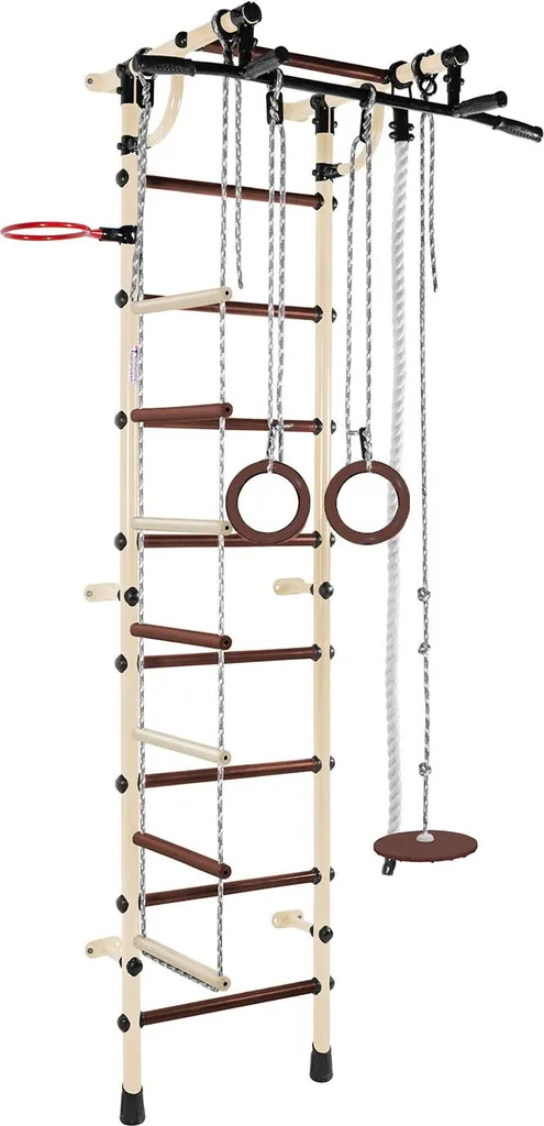 Espalier Gamma Plus beige en métal robuste avec accessoires de gym enfant