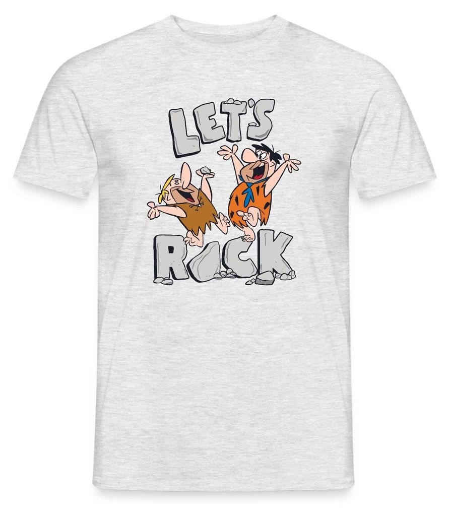 Spreadshirt The Flintstones Fred Und Barney Let's Rock Männer T-Shirt, XXL, Grau meliert