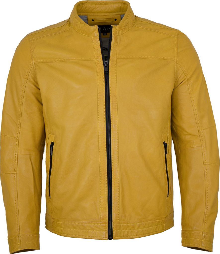 Jilani - Herren Lederjacke Lammnappa gelb : 50