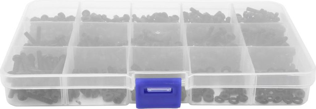 600-teiliges Nylon-Schraubenset M3 5šC25 mm Linsenkopf-Kreuzschlitzschrauben-Unterlegscheiben-Muttern-Set Schwarz