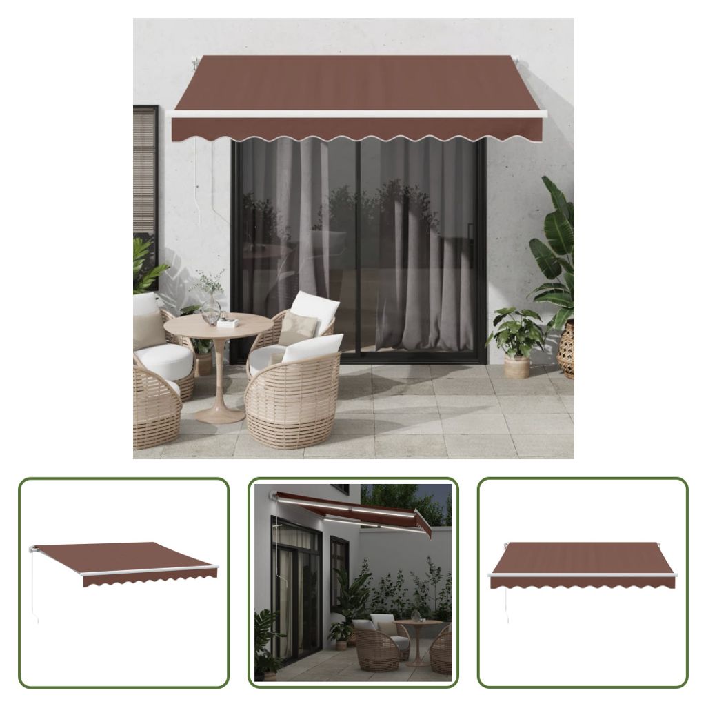 The Living Store Markise Manuell mit LED Braun 300x250 cm