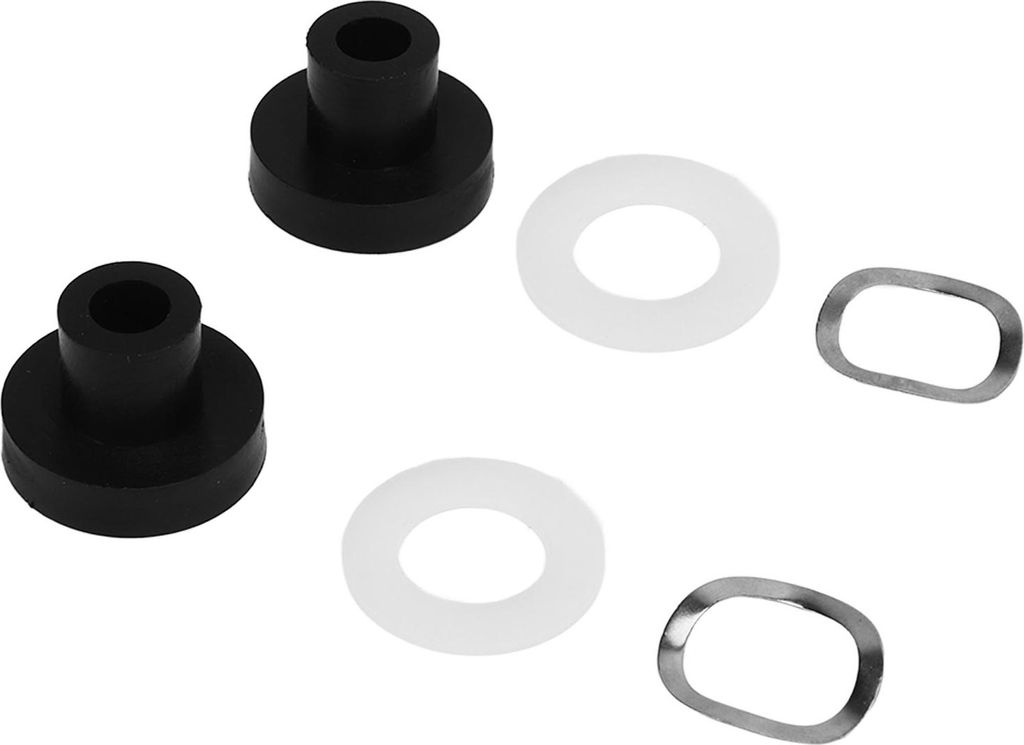 A set of car window bushings and washers on a white background.