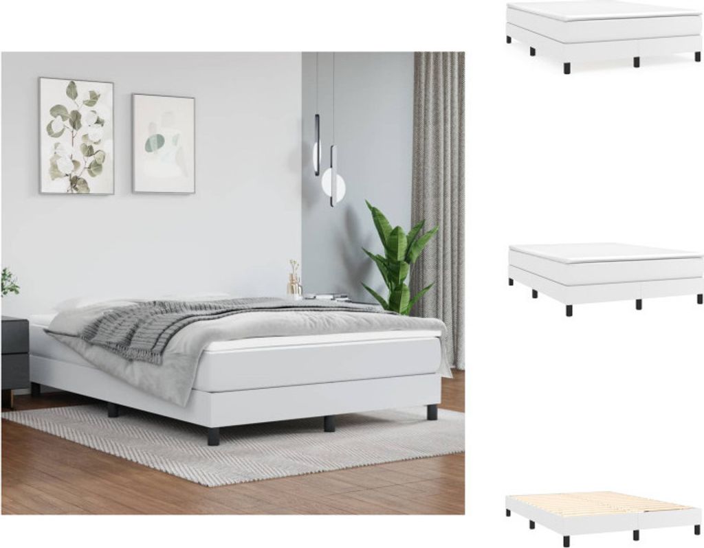 vidaXL Boxspringbett Weiß 140x190 cm Kunstleder - Betten & Bettgestelle