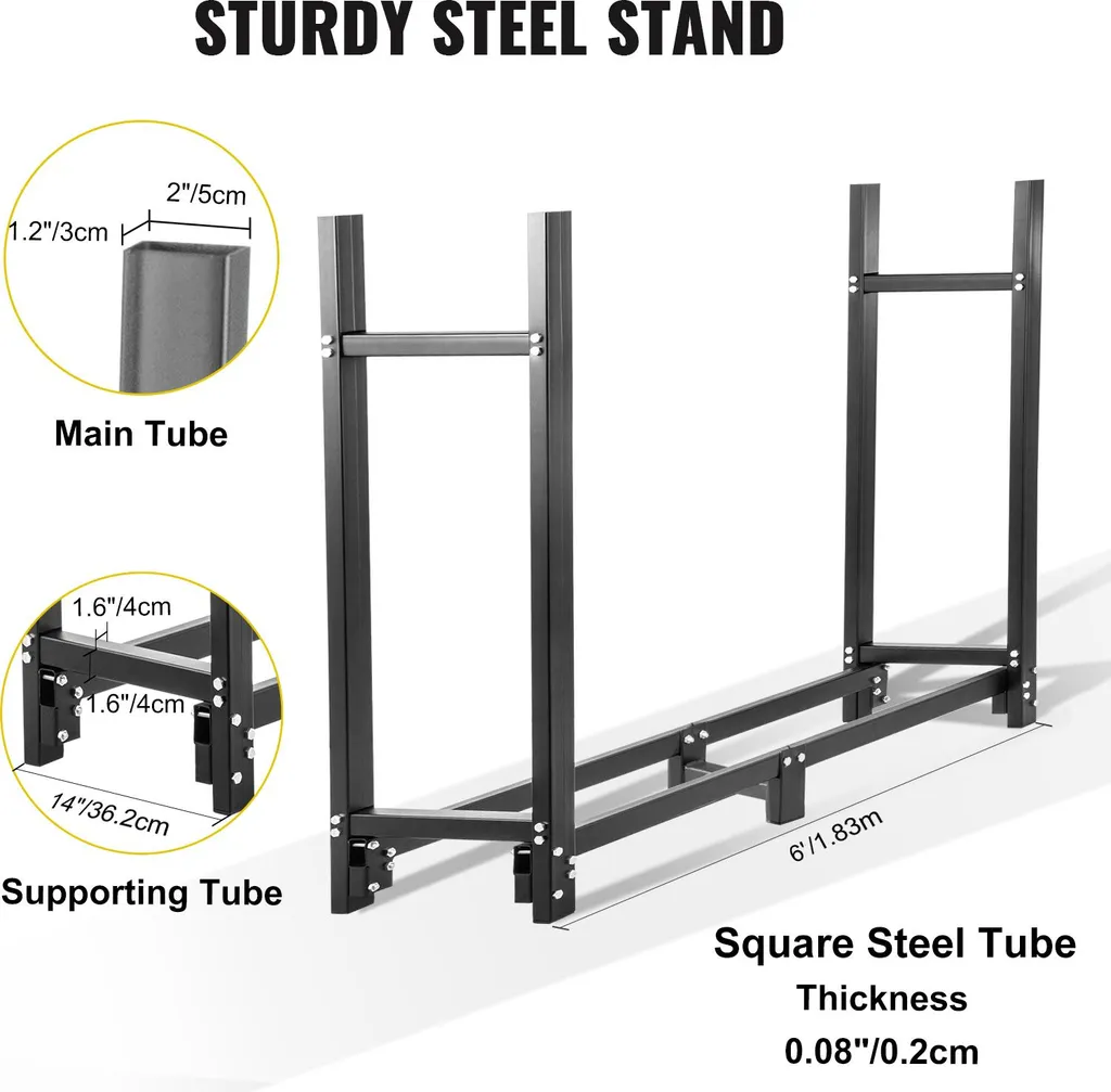 Range-bûches Extérieur avec Housse PVC - Support de Stockage en Acier - 2