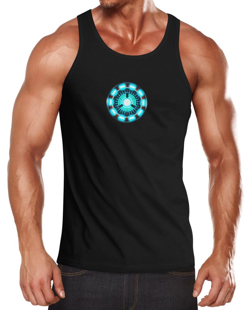 Herren Tanktop Arc Reactor Iron Comic Film Blockbuster Parodie Eisen Mann Moonworks schwarz XL