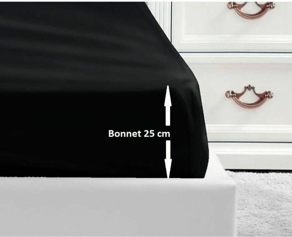 Spannbettuch schwarz 180x200x25 Produktbild 